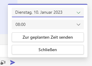 Screenshot Teams Nachrichten planen und dann versenden
