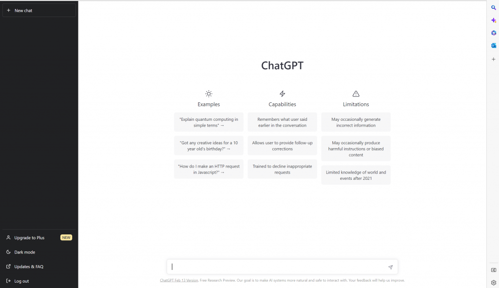 Screenshot ChatGPT Startseite