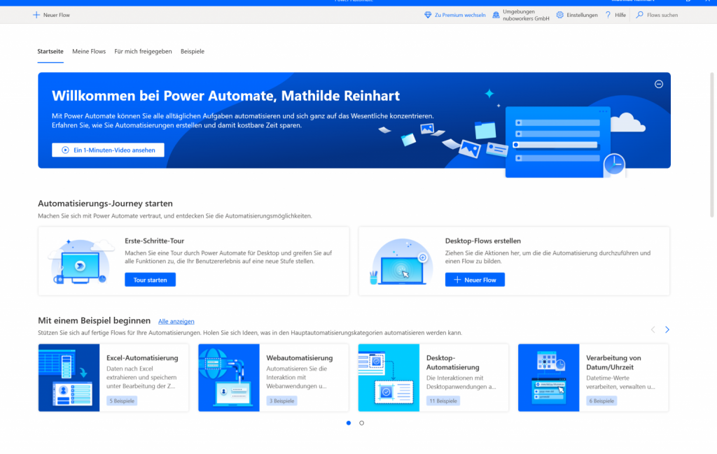 PowerAutomate Startseite