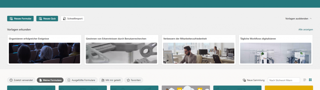 Screenshot Forms neue Startseite