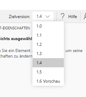 Screenshot Zielversion Adaptive Card Designer
