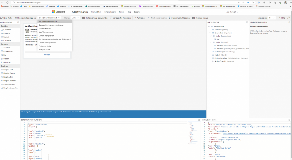 Screenshot Adaptive Card Designer 1