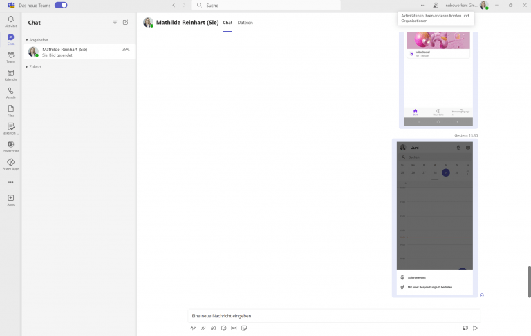 Screenshot neue Teams Version