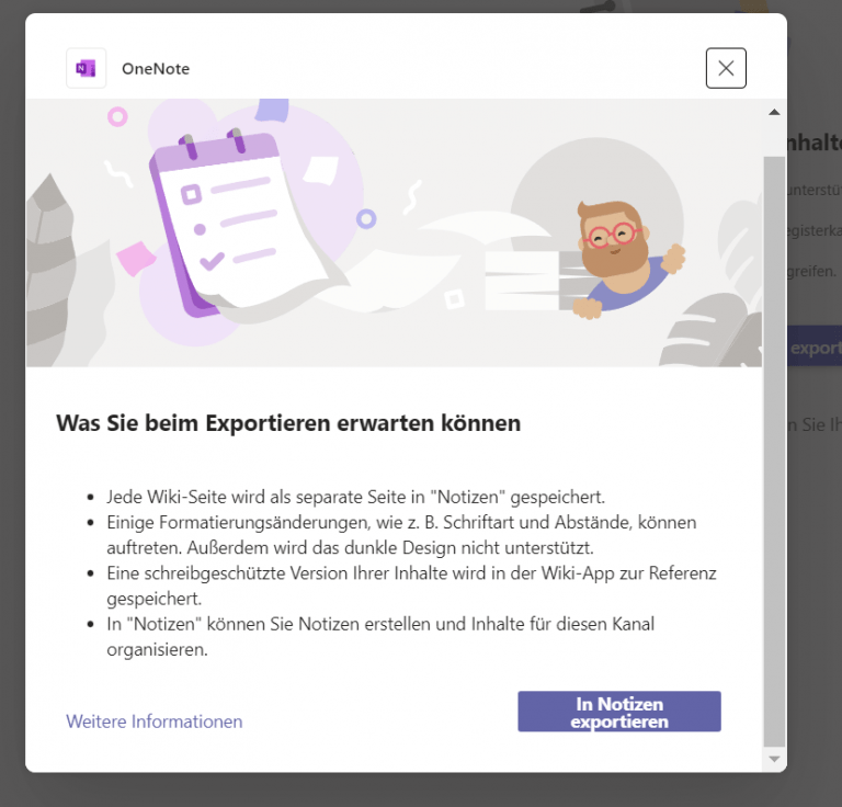 Wiki in Teams - Inhalt exportieren