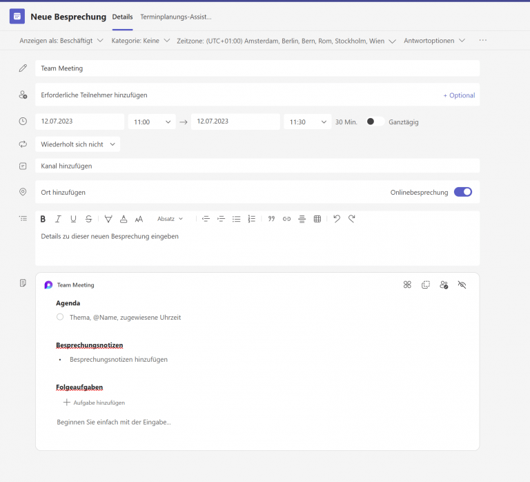 Screenshot Loop Agenda erstellen
