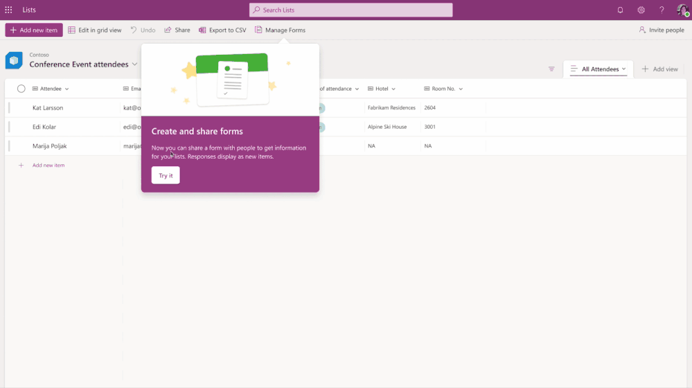Microsoft Lists - Forms