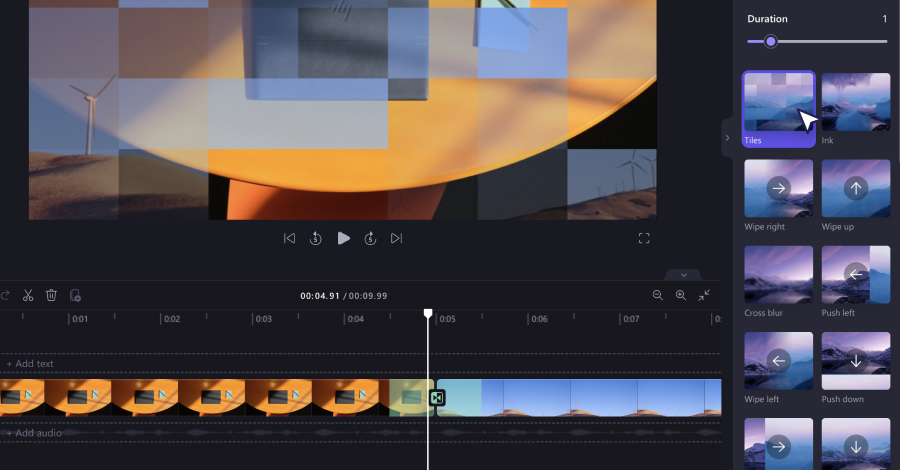 Update Clipchamp Effekte und Übergänge