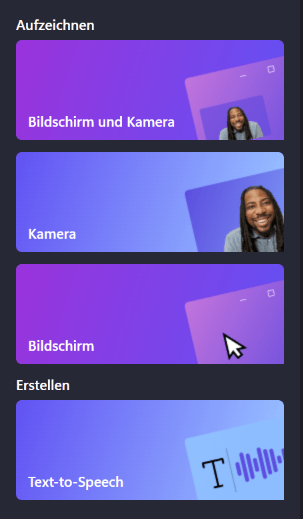 Screenshot Aufzeichnungsmöglichkeiten