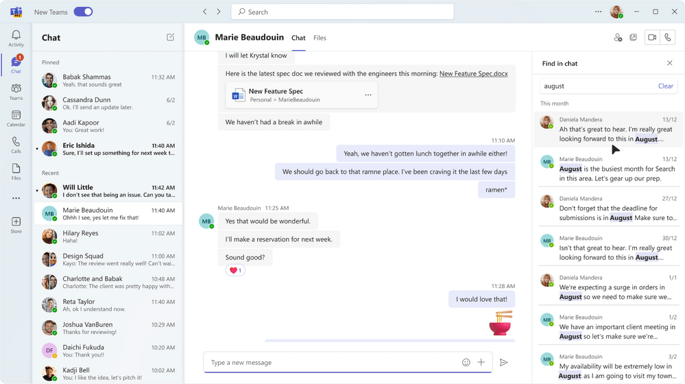 search in a specific chat or channel