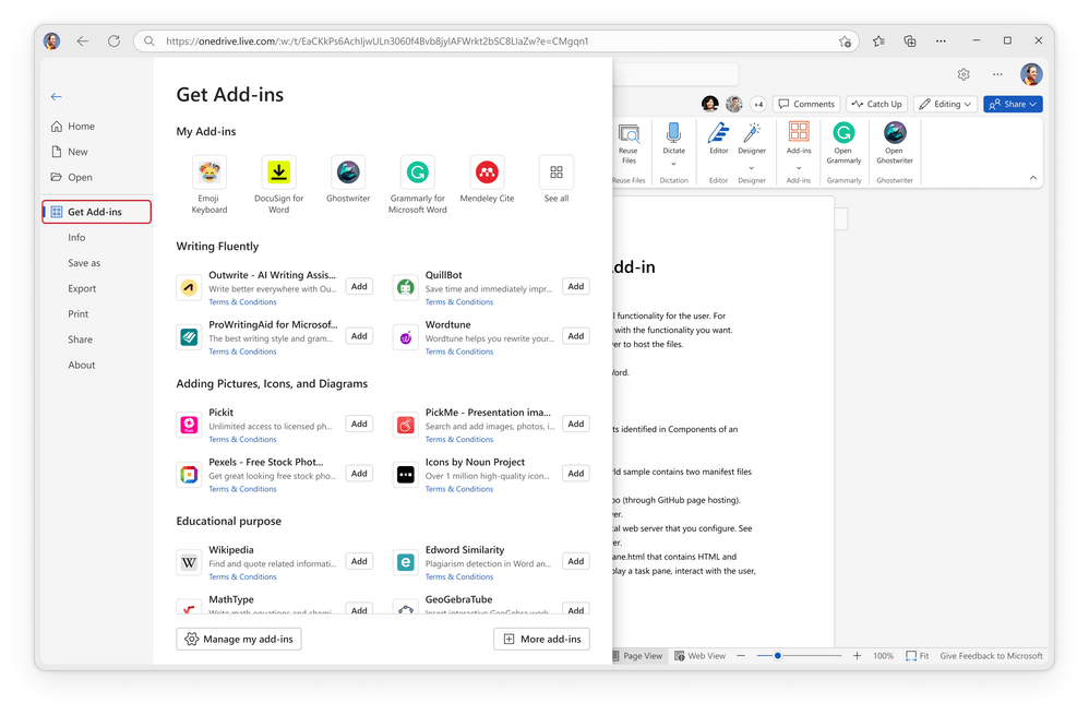 Add-Ins in Office