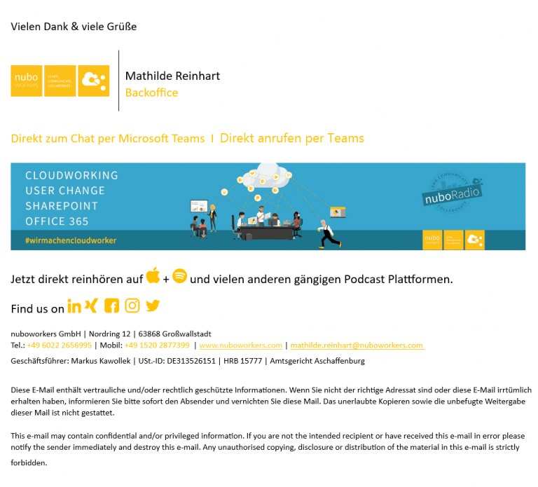 Screenshot E-Mail Signatur