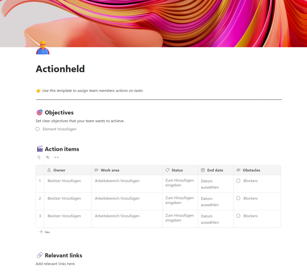 Screenshot Loop App Vorlagenseite