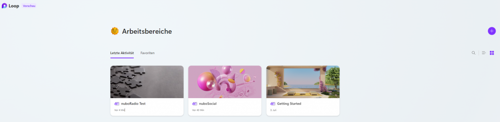Screenshot Loop App Startseite