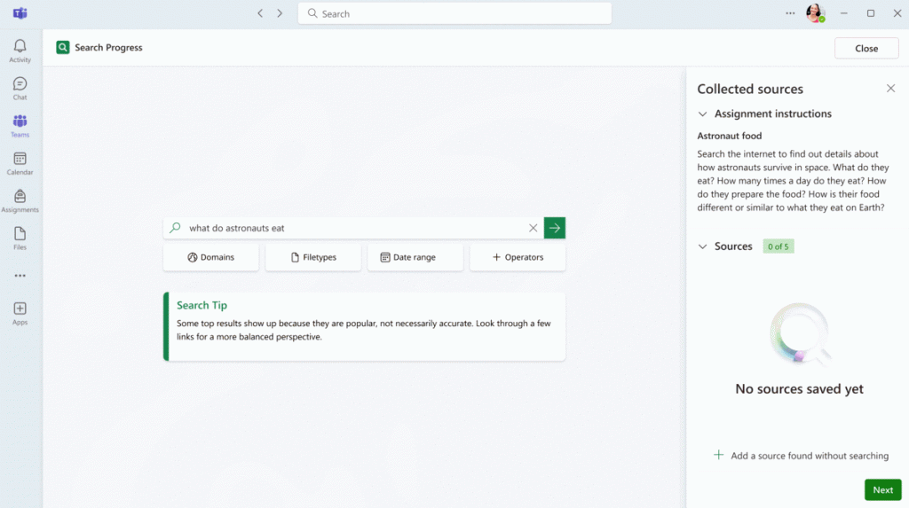 Search Progress - Student