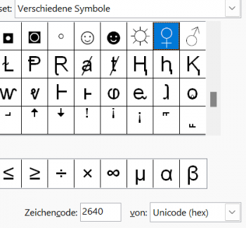 Screenshot weibliches Symbol einfügen