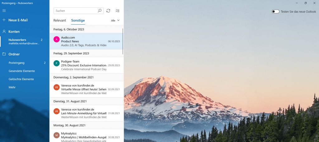 Screenshot Mail App Windows