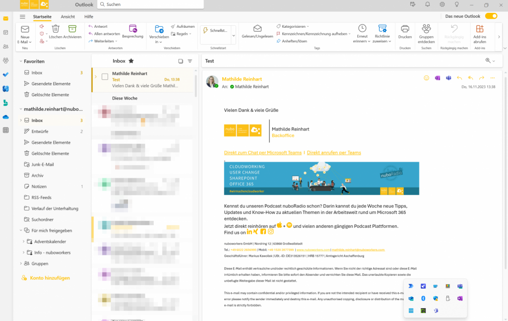 Screenshot neues Outlook