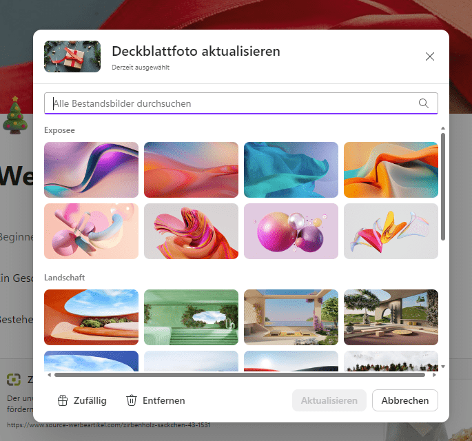 Screenshot MS Loop Deckblatt Bilder Bibliothek