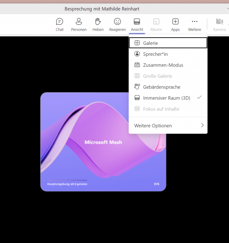 Screenshot Teams Besprechung Mesh Ansicht