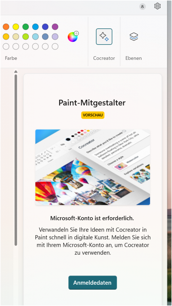 Screenshot Cocreator Paint