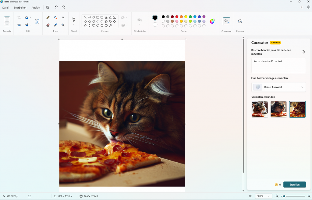 Screenshot Testbild Cocreator in Paint
