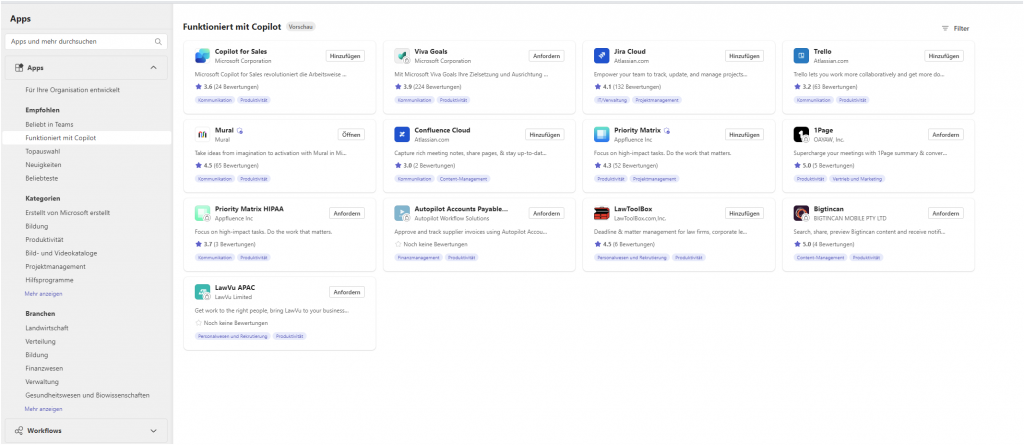 Teams Apps Kompatibel mit Copilot