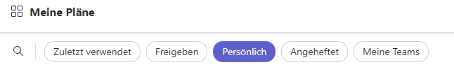 Screenshot Planner Kategorien in Meine Pläne