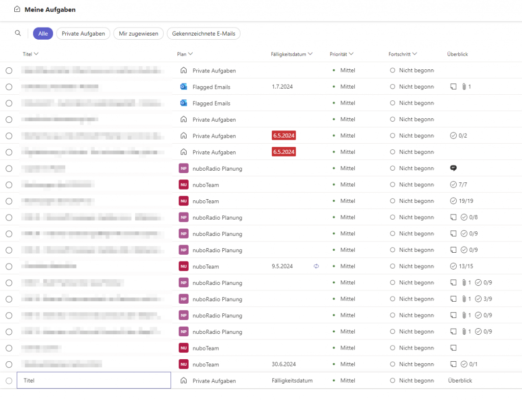 Screenshot new Planner - Meine Aufgaben