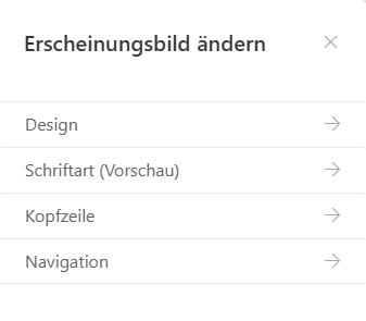 Screenshot SharePoint Erscheinungsbild ändern in Einstellungen