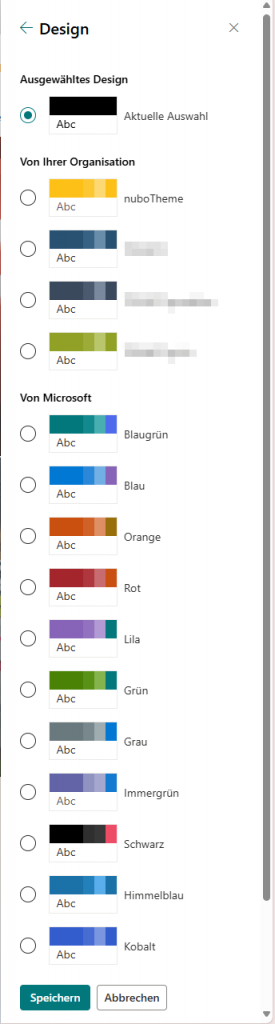 Screenshot Design ändern SharePoint