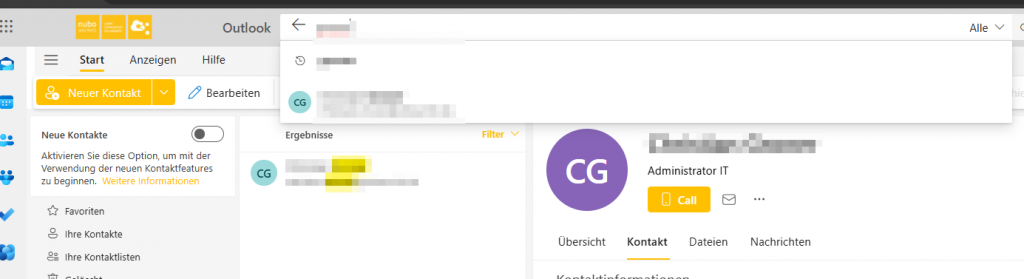 Outlook Personensuche