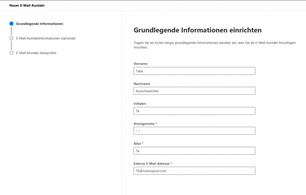 Outlook GAL Person hinzufügen Schritt 1