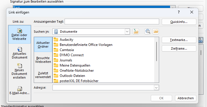Screenshot Signatur in Word erstellen