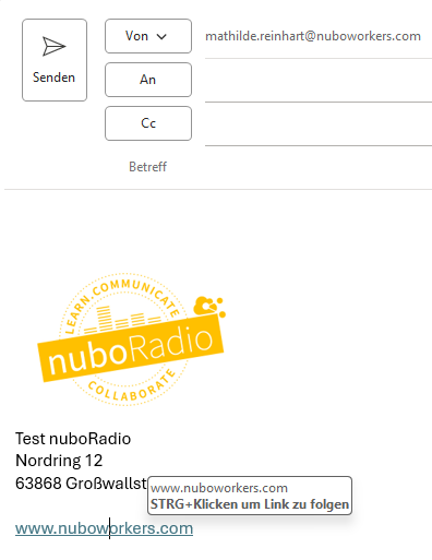 Screenshot Signatur Word Link einfügen