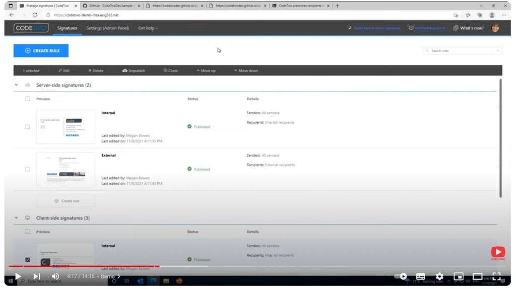 Screenshot CodeTwo Admin Center