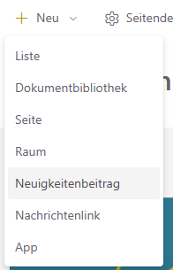 Screenshot SharePoint erstellen eines Videonachrichten