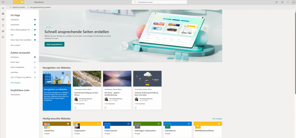 Screenshot SharePoint online