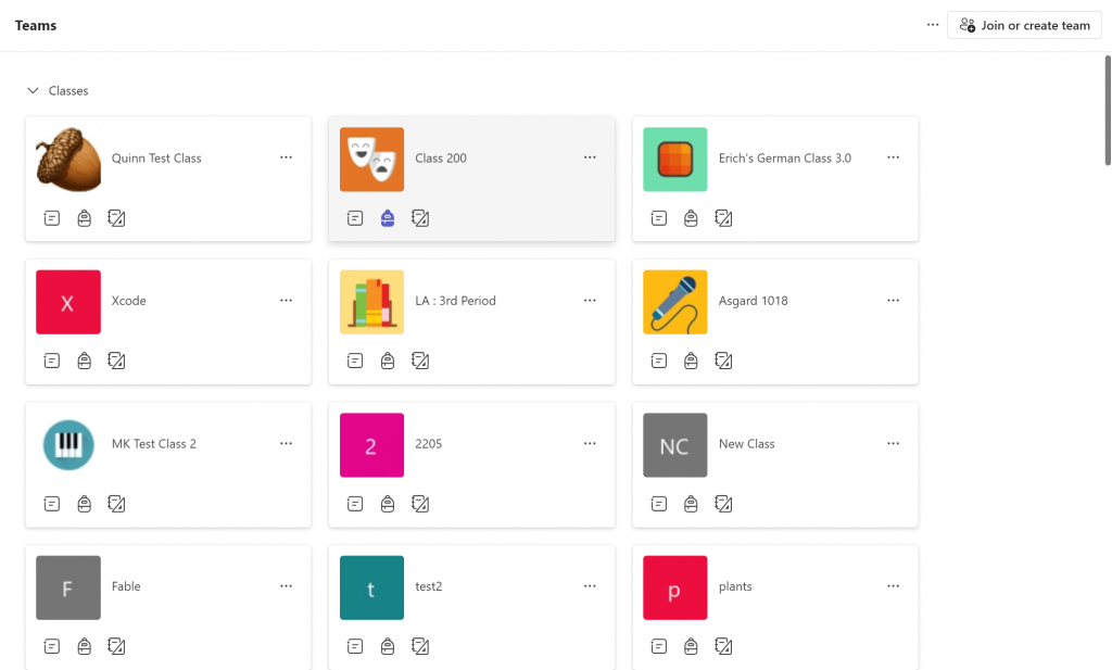 Neue Rasteransicht Teams Edu