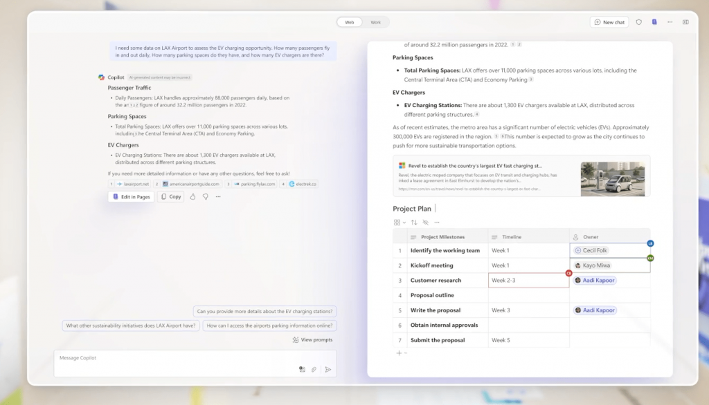 Screenshot Copilot Pages Echtzeitzusammenarbeit