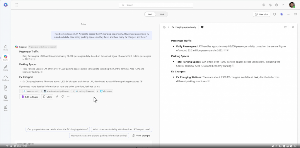 Screenshot Copilot Pages Vorschau "Web" Bereich