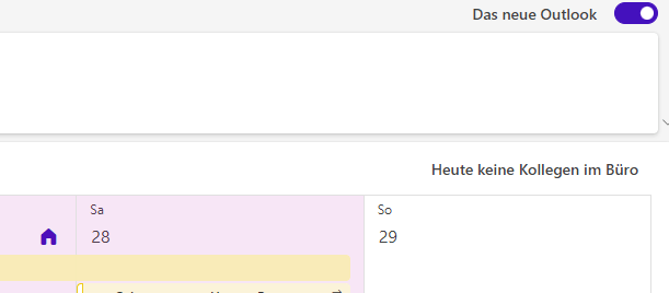 Screenshot Outlook Kalender - Anwesenheiten von Kollegen