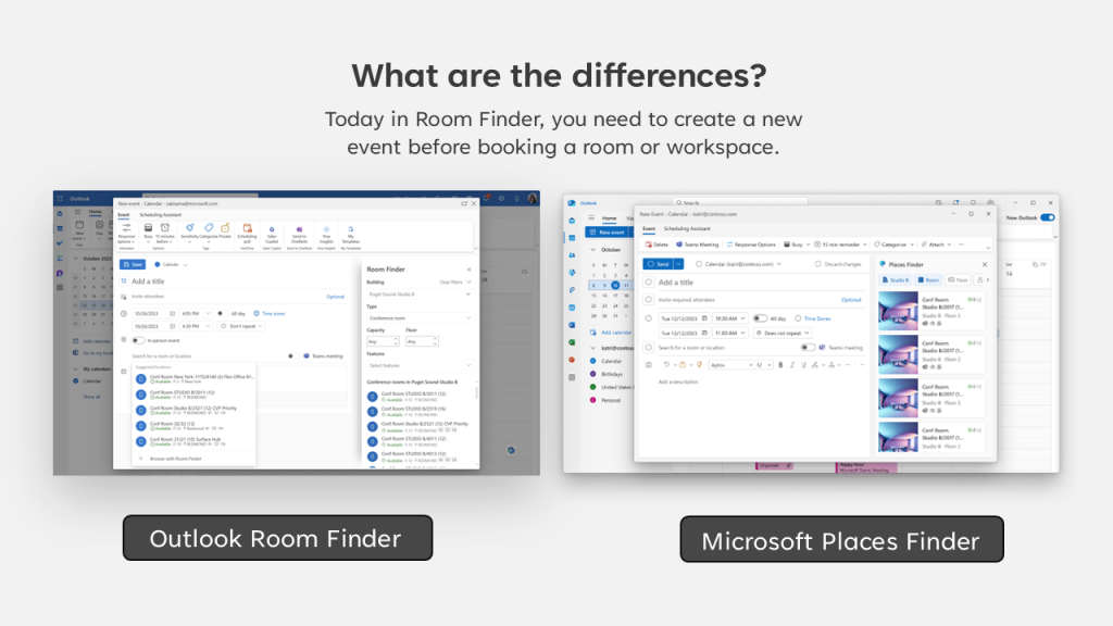 Unterschied Outlook Room Finder - MS Places Finder