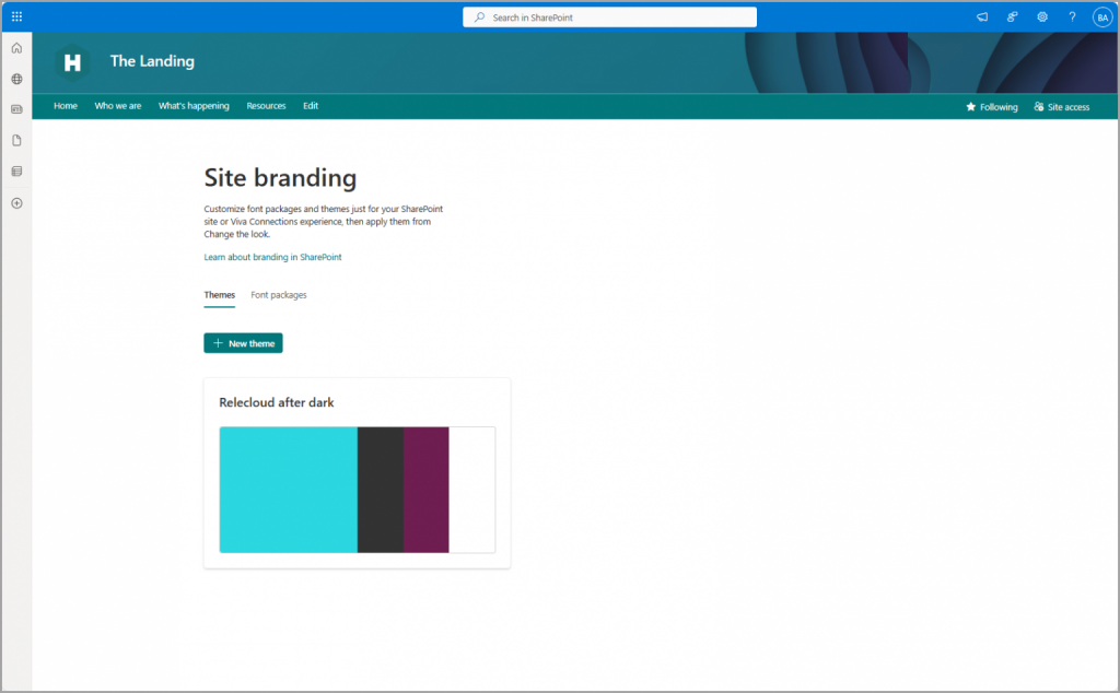 Screenshot SharePoint Einstellungen
