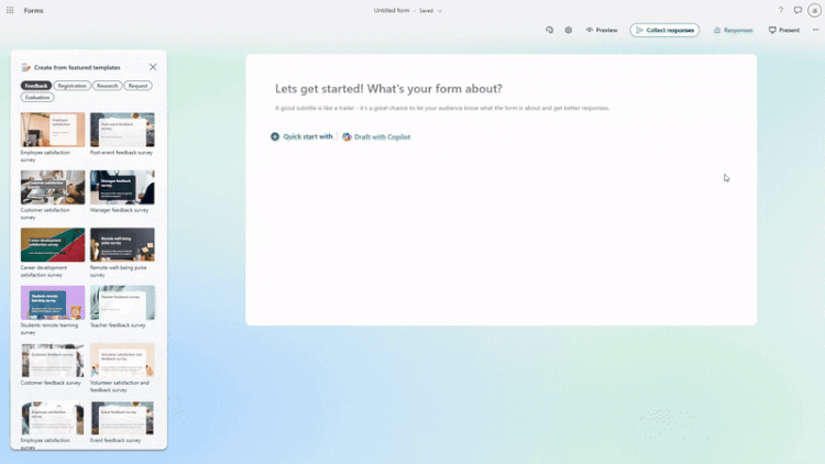 Microsoft Forms neue Vorlagen