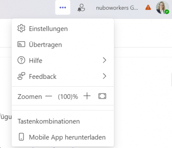 Screenshot Teams Einstellungen