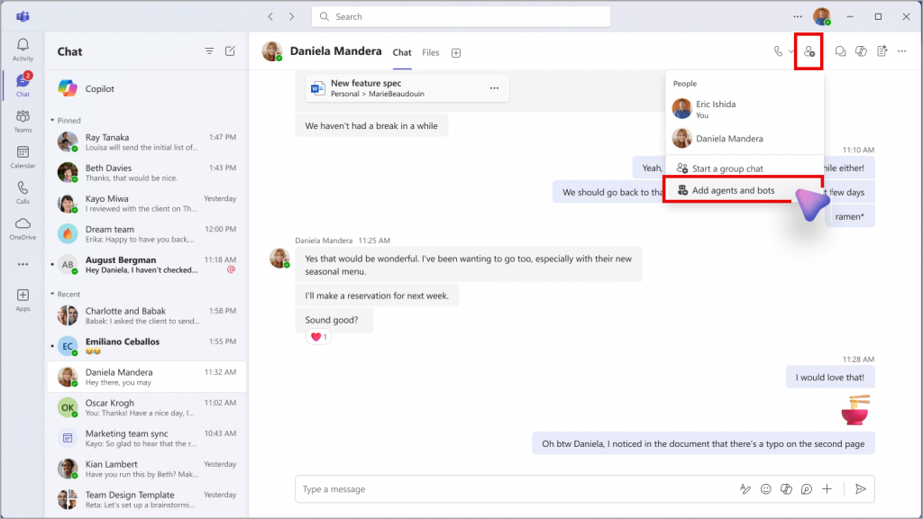 M365 Agent in Gruppenchat hinzufügen