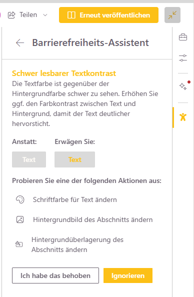 Screenshot Barrierefreiheits-Assistent SharePoint Teil 2