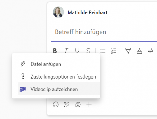 Screenshot Videoclip für Teams Kanal aufnehmen Teil 2