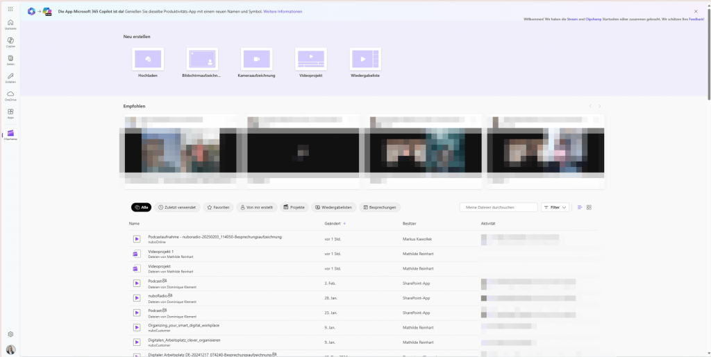 Clipchamp ScreenshotKommen wir nun zu den Updates.