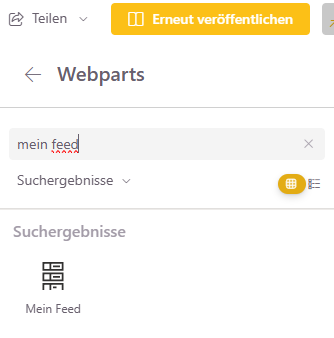 Screenshot SharePoint Webparts